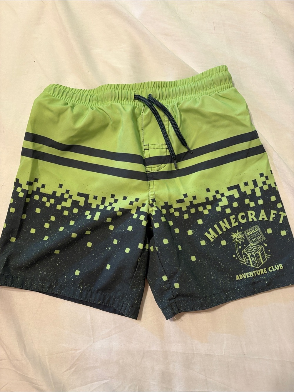 Minecraft Boys' Lime Green and Black Swim Trunks